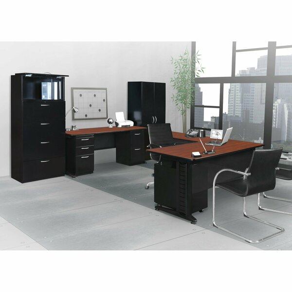 Fusion Pedestal Desk, 24 D, 60 W, 29 H, Cherry, Wood|Metal MDP6024CH